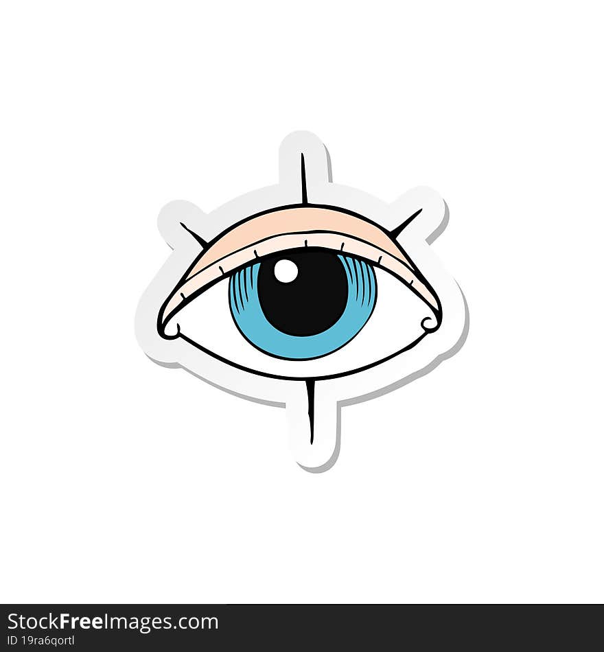 sticker of a cartoon tattoo eye symbol