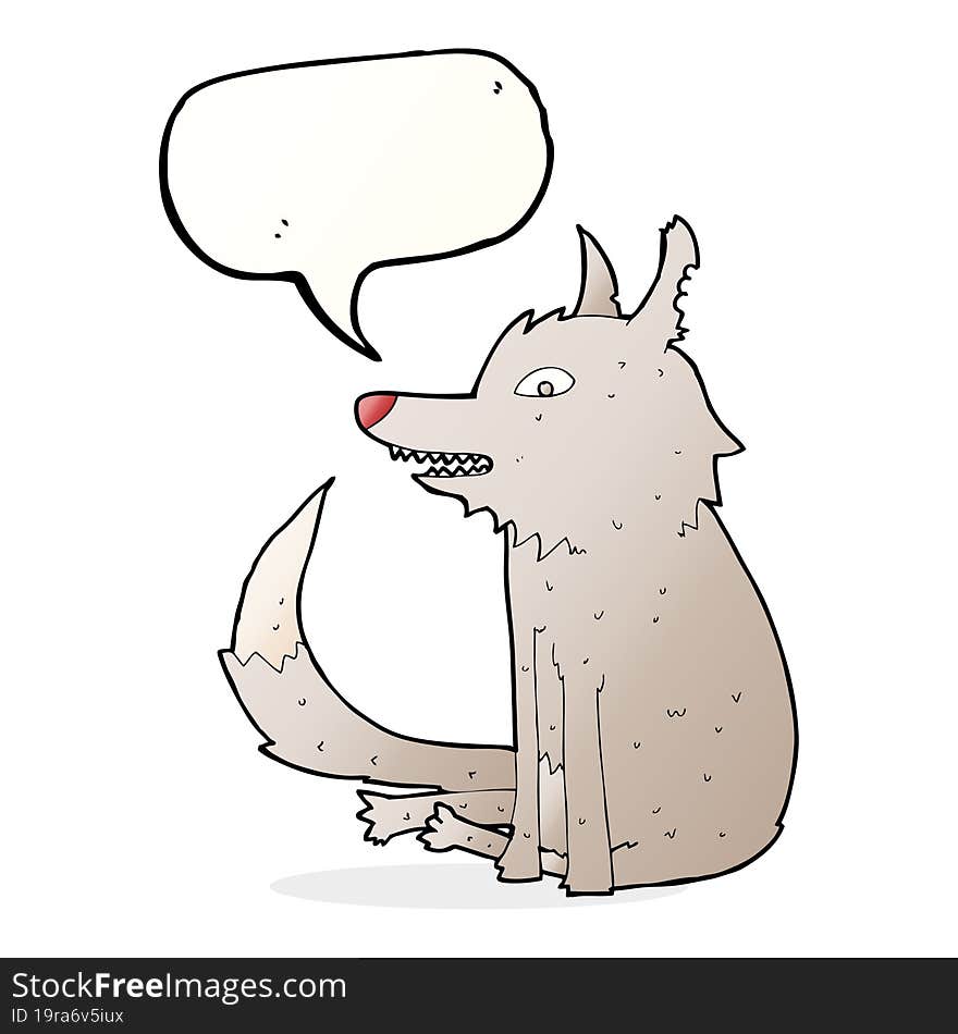 Cartoon Wolf Sitting With Speech Bubble