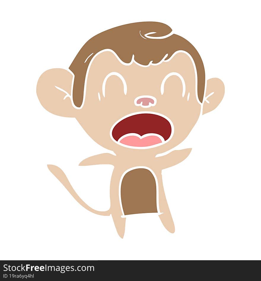 Shouting Flat Color Style Cartoon Monkey