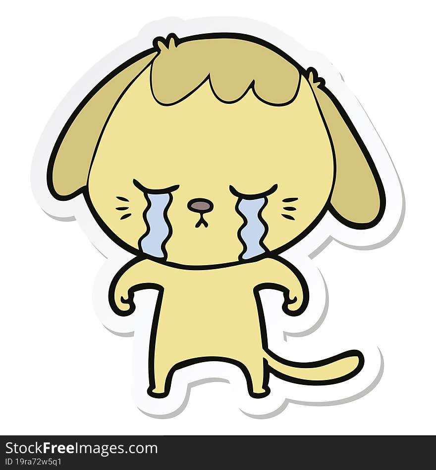 sticker of a cartoon crying dog