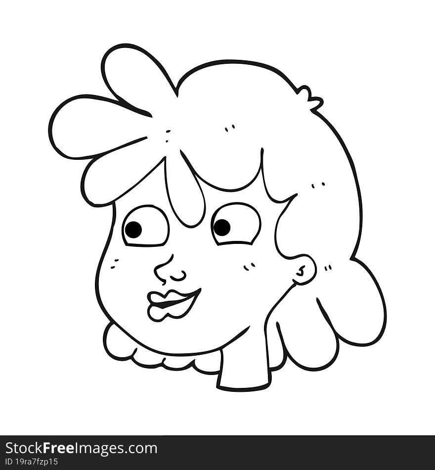 black and white cartoon female face