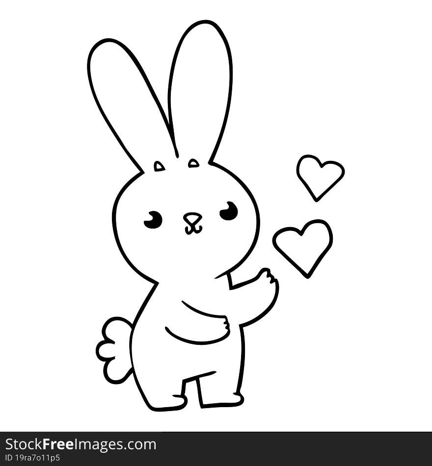 Cute Cartoon Rabbit With Love Hearts