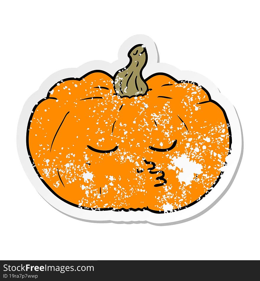 Distressed Sticker Of A Cartoon Pumpkin