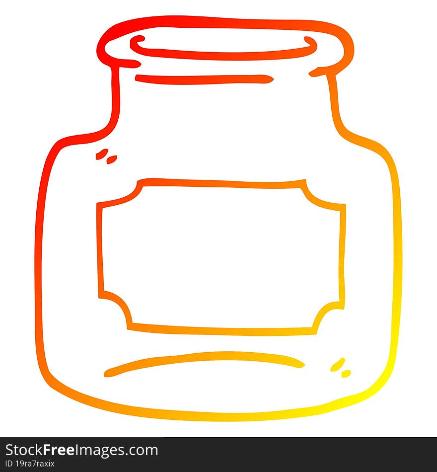 warm gradient line drawing cartoon of clear glass jar