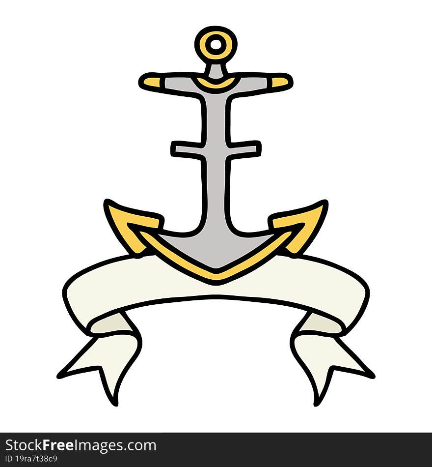 tattoo with banner of an anchor