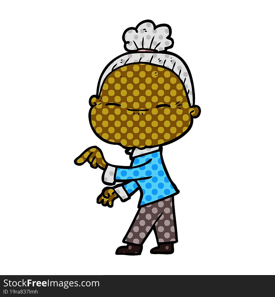 cartoon peaceful old woman. cartoon peaceful old woman