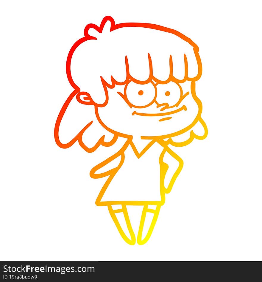 warm gradient line drawing cartoon smiling woman