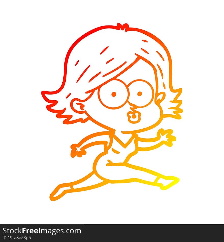 Warm Gradient Line Drawing Cartoon Girl Pouting