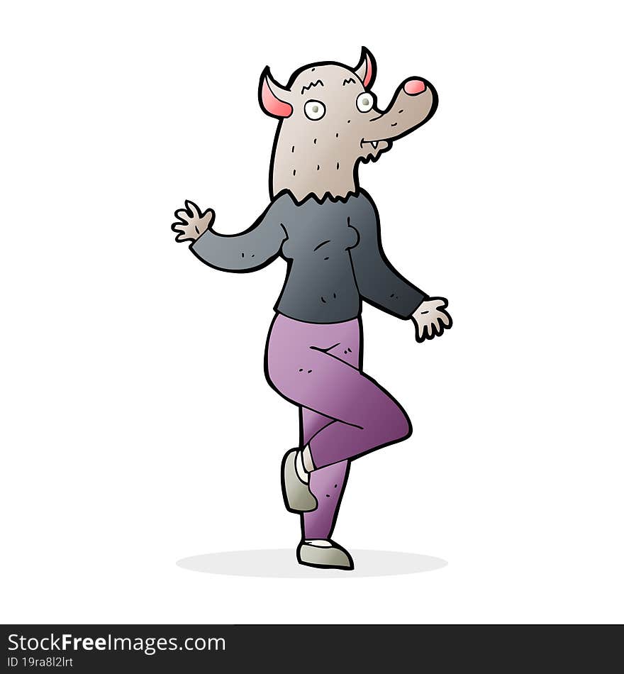 cartoon dancing werewolf woman