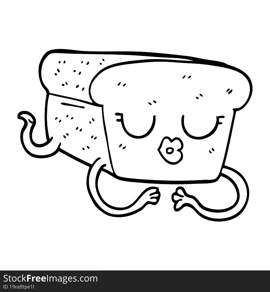 line drawing cartoon loaf of bread