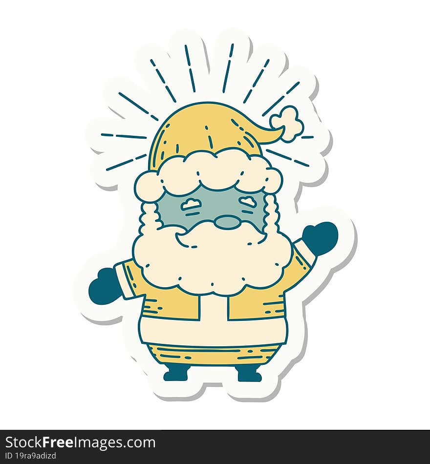 sticker of a tattoo style santa claus christmas character