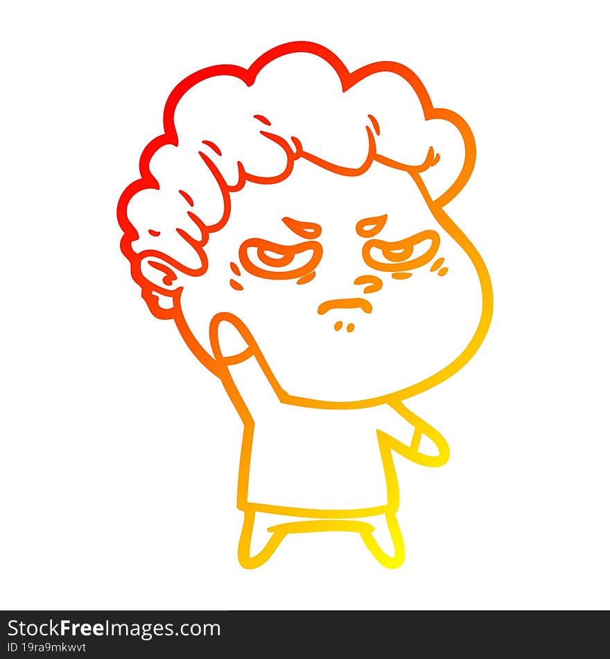 warm gradient line drawing cartoon angry man