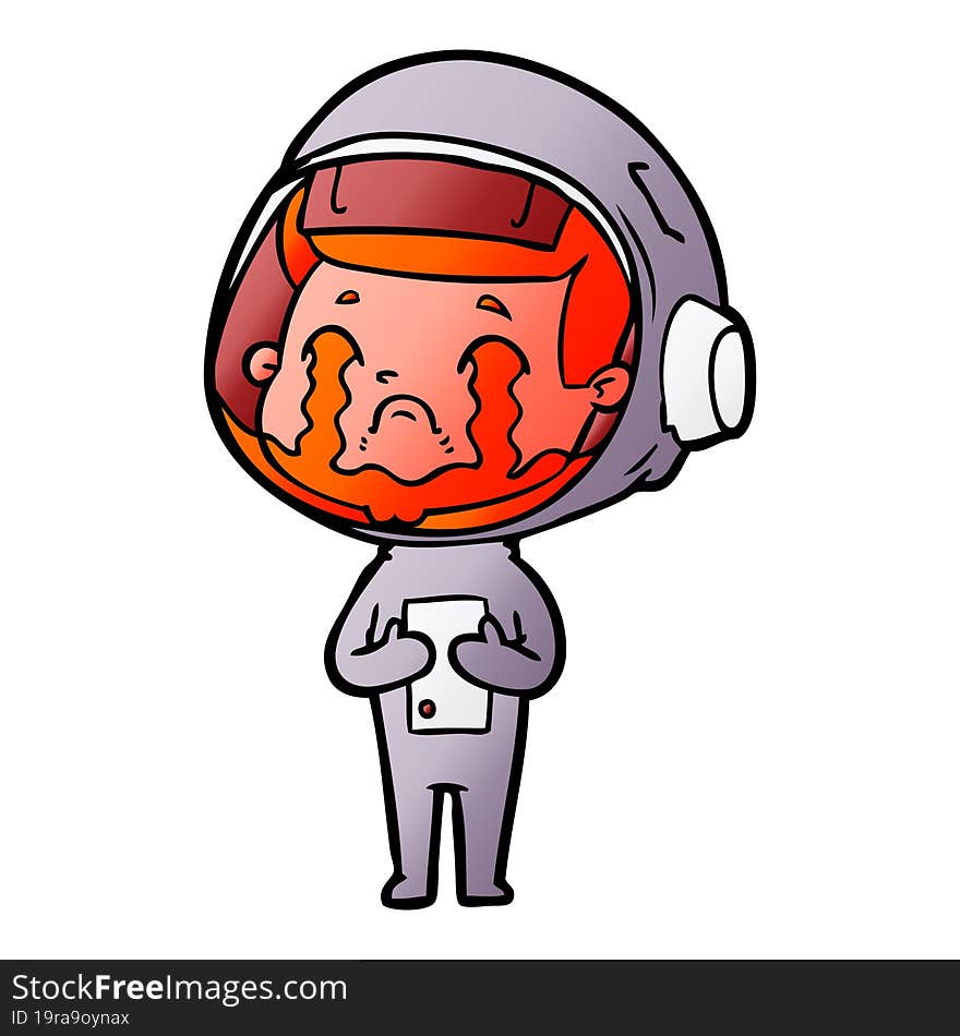 cartoon crying astronaut. cartoon crying astronaut