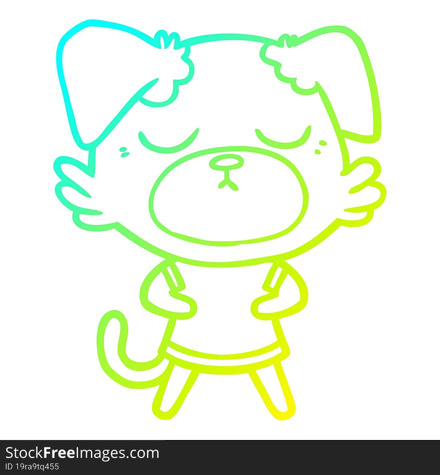 cold gradient line drawing of a cute cartoon dog