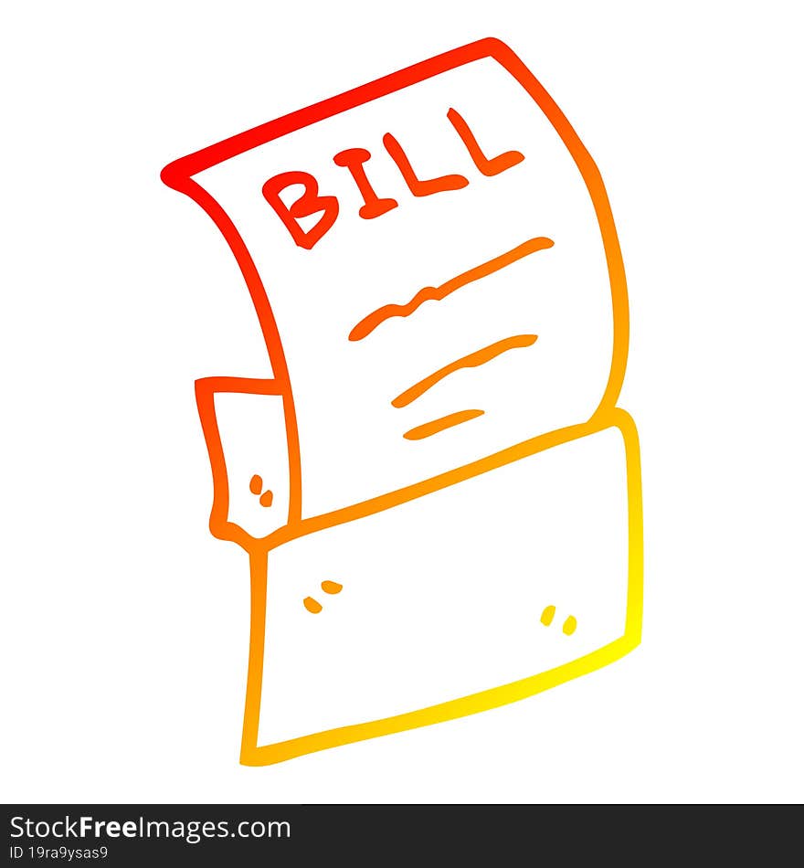 warm gradient line drawing cartoon debt bill