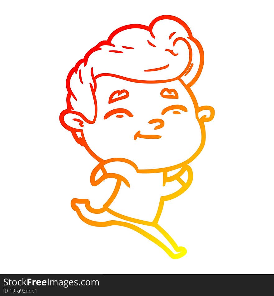 warm gradient line drawing of a running cartoon man