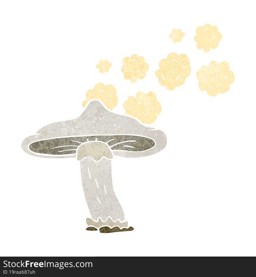 freehand retro cartoon mushroom