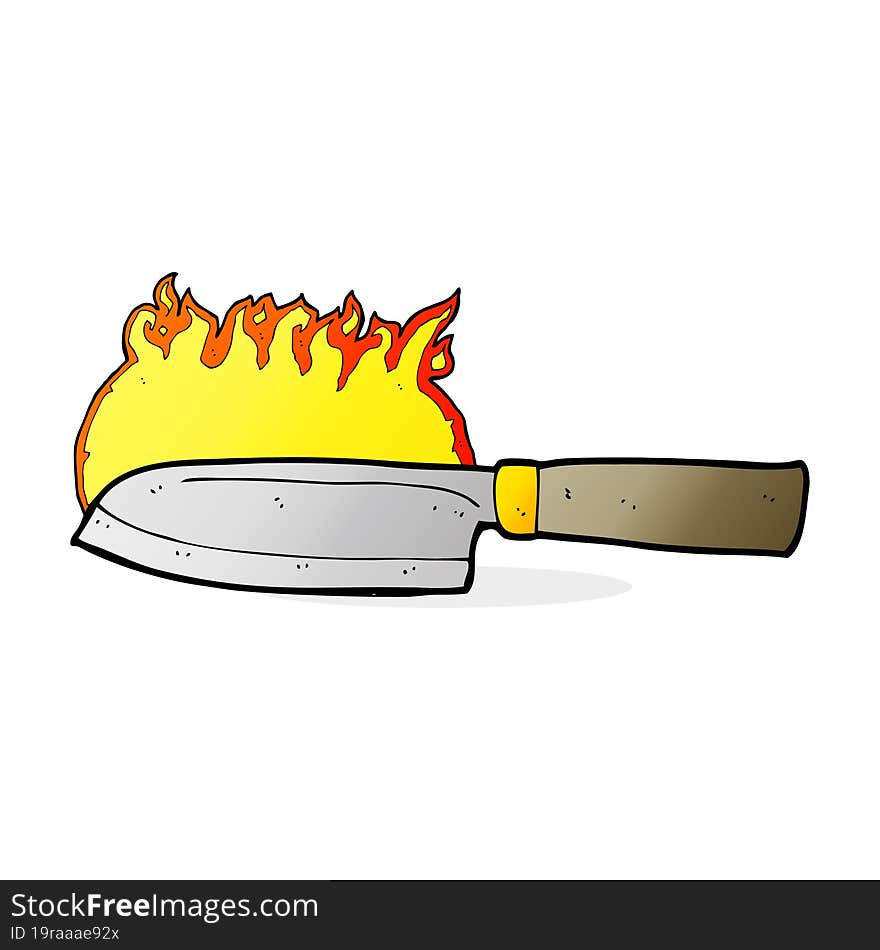 cartoon kitchen knife on fire