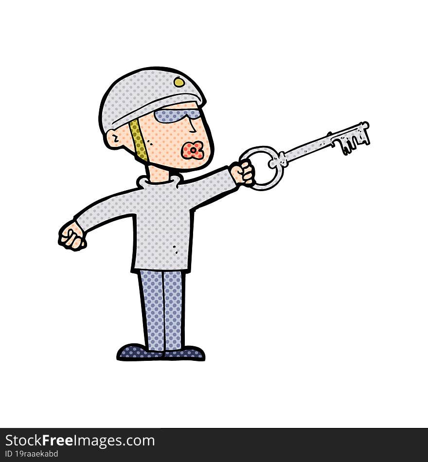 cartoon security guy with key