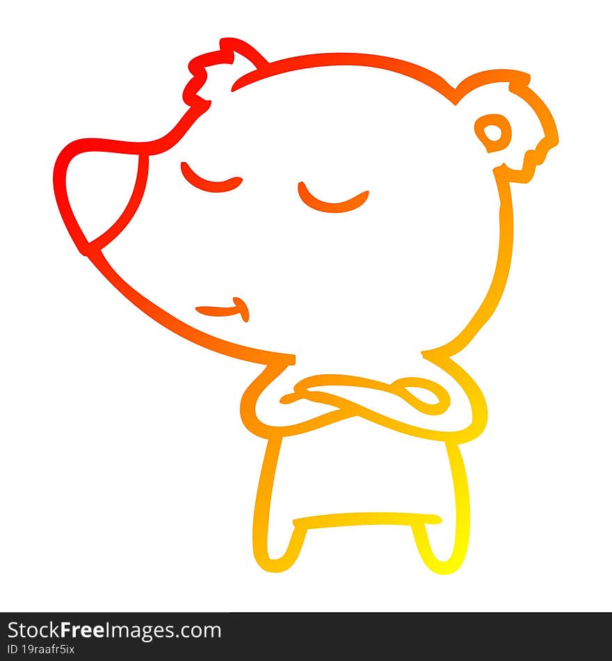 warm gradient line drawing happy cartoon bear