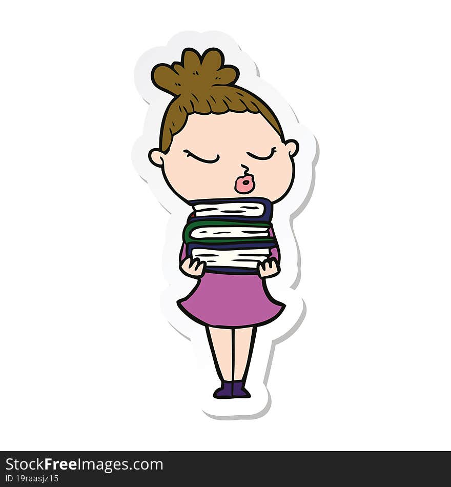 sticker of a cartoon calm woman