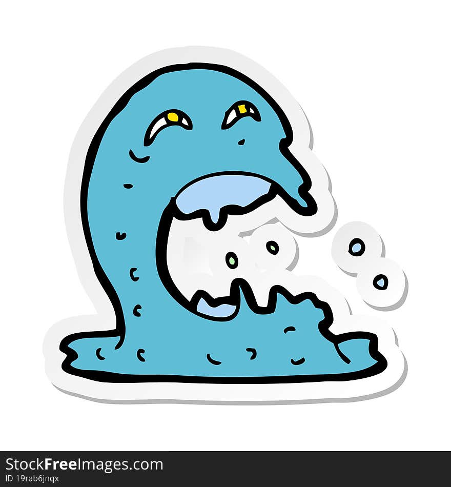 Sticker Of A Cartoon Gross Ghost