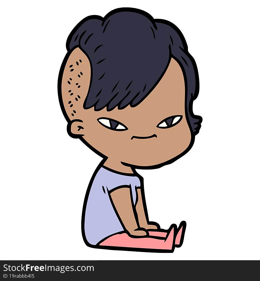 cute cartoon girl with hipster haircut. cute cartoon girl with hipster haircut