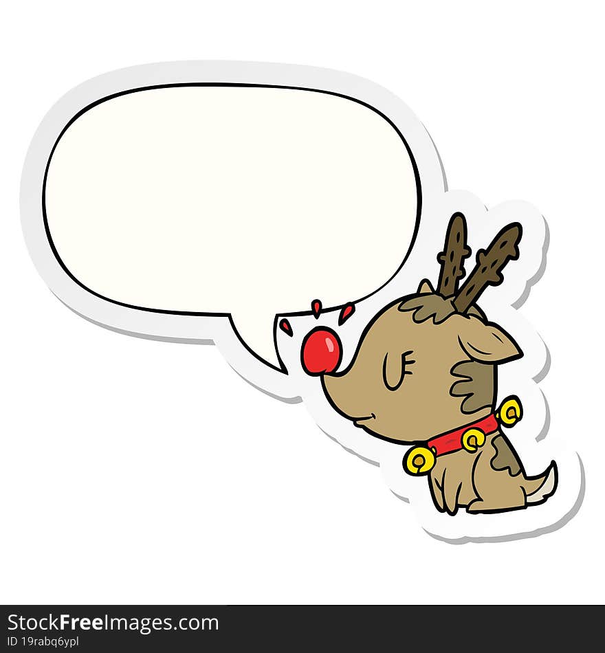 cartoon christmas reindeer with speech bubble sticker