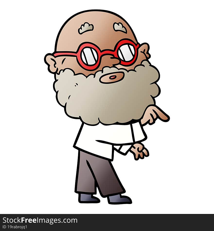 cartoon curious man with beard and glasses. cartoon curious man with beard and glasses