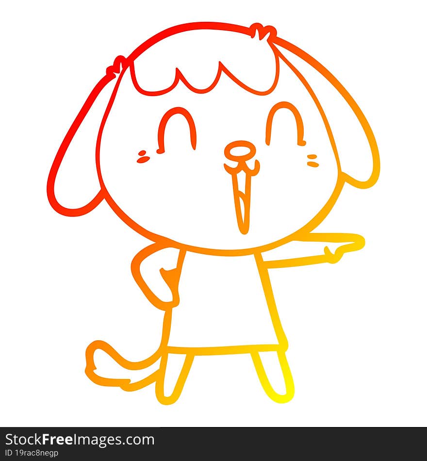 Warm Gradient Line Drawing Cute Cartoon Dog