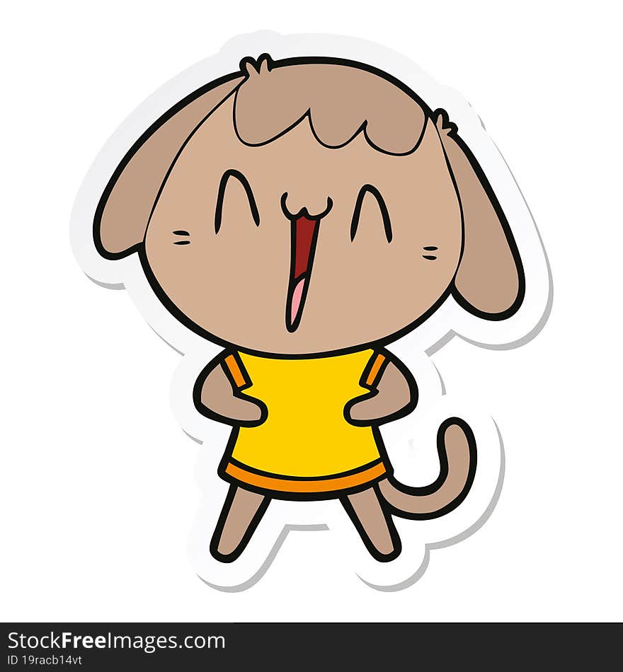 Sticker Of A Cute Cartoon Dog