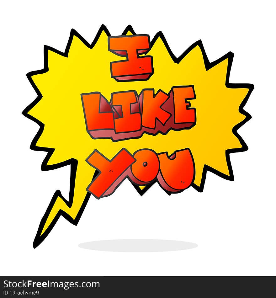 I like you speech bubble cartoon symbol