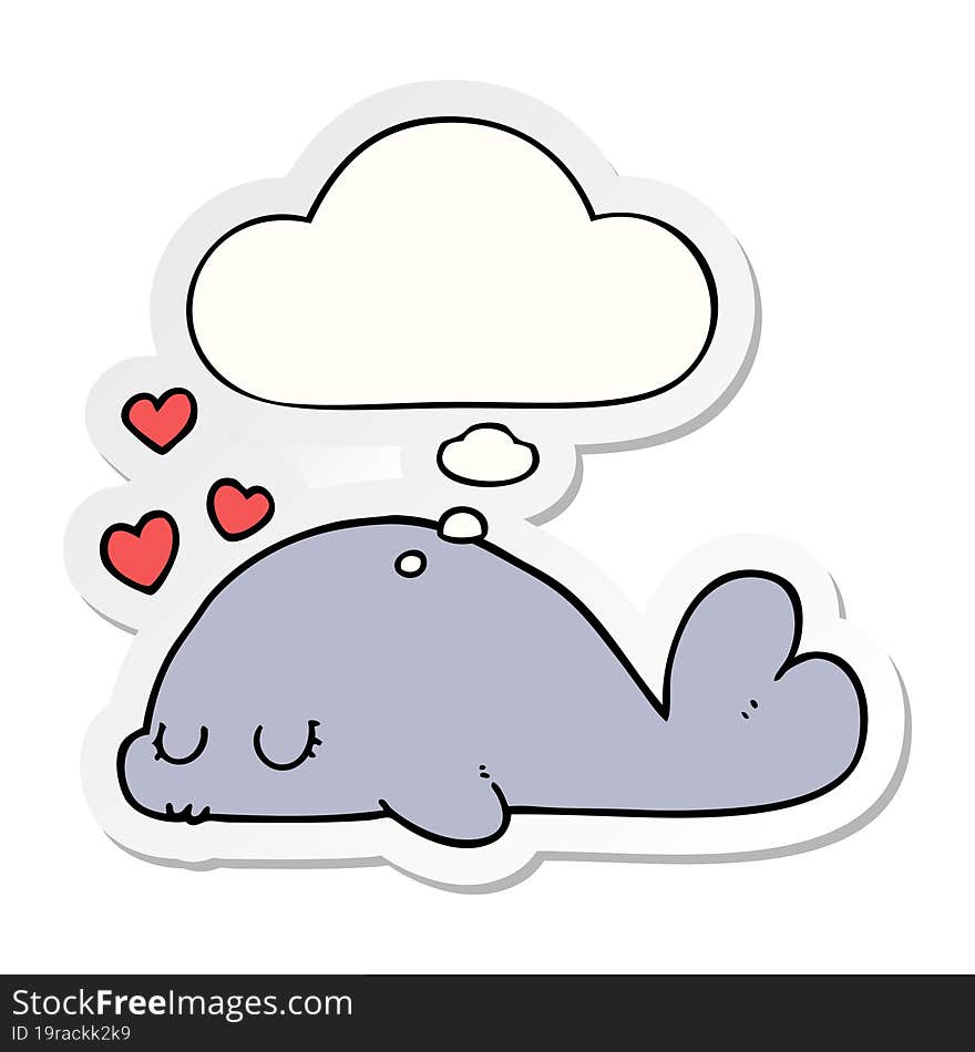 cute cartoon dolphin and thought bubble as a printed sticker