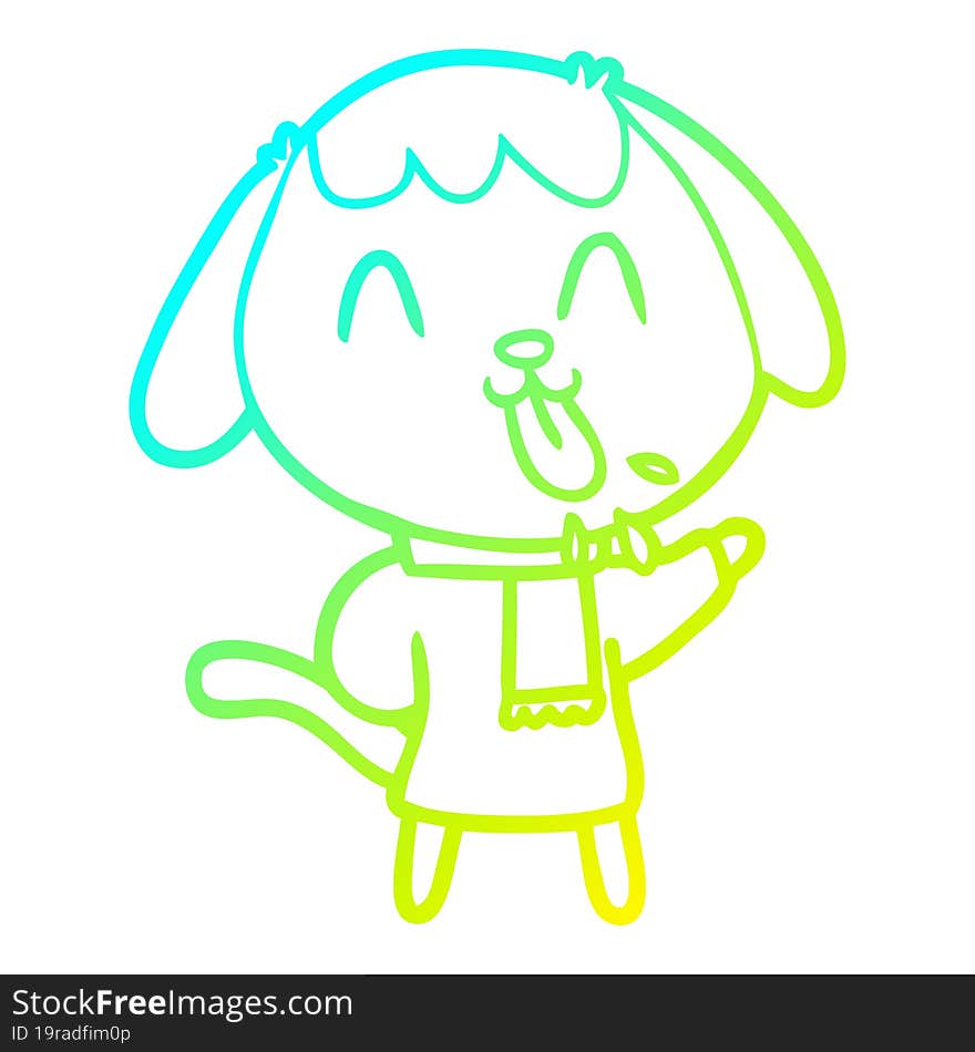 Cold Gradient Line Drawing Cute Cartoon Dog