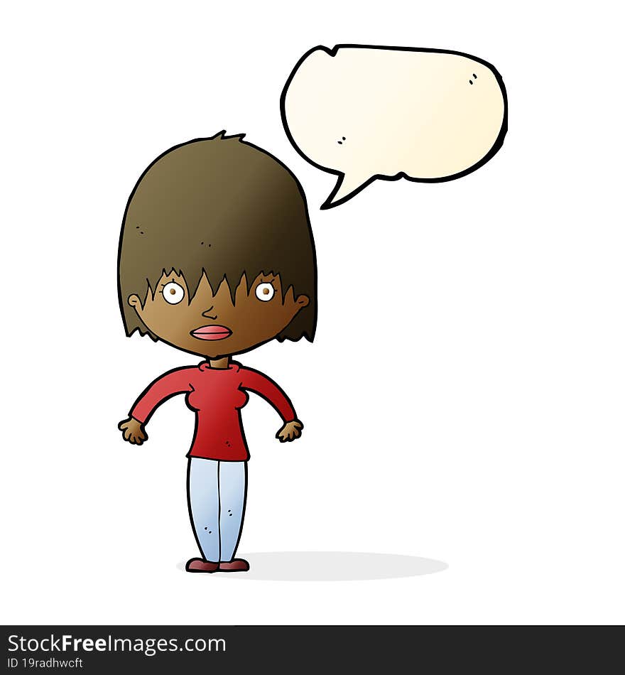 cartoon woman staring with speech bubble