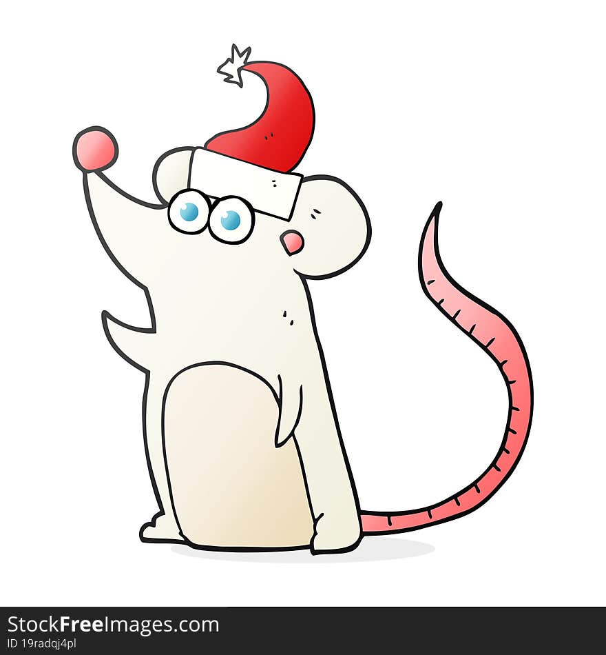 freehand drawn cartoon mouse christmas hat. freehand drawn cartoon mouse christmas hat