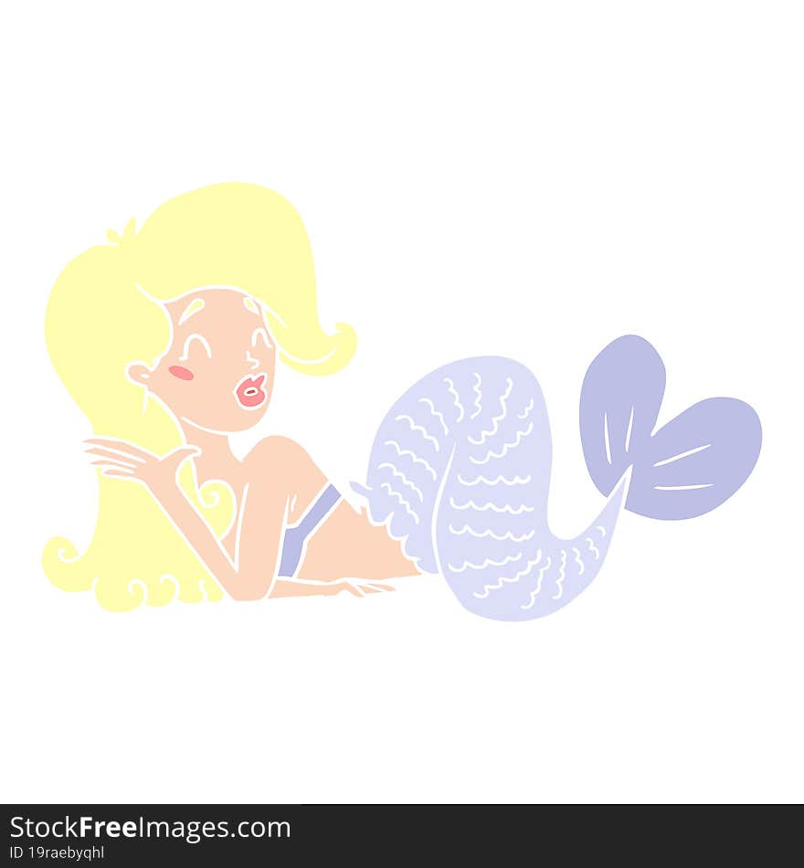 flat color style cartoon mermaid