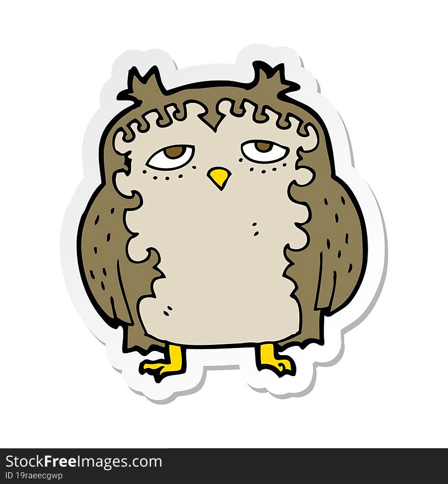 sticker of a cartoon wise old owl