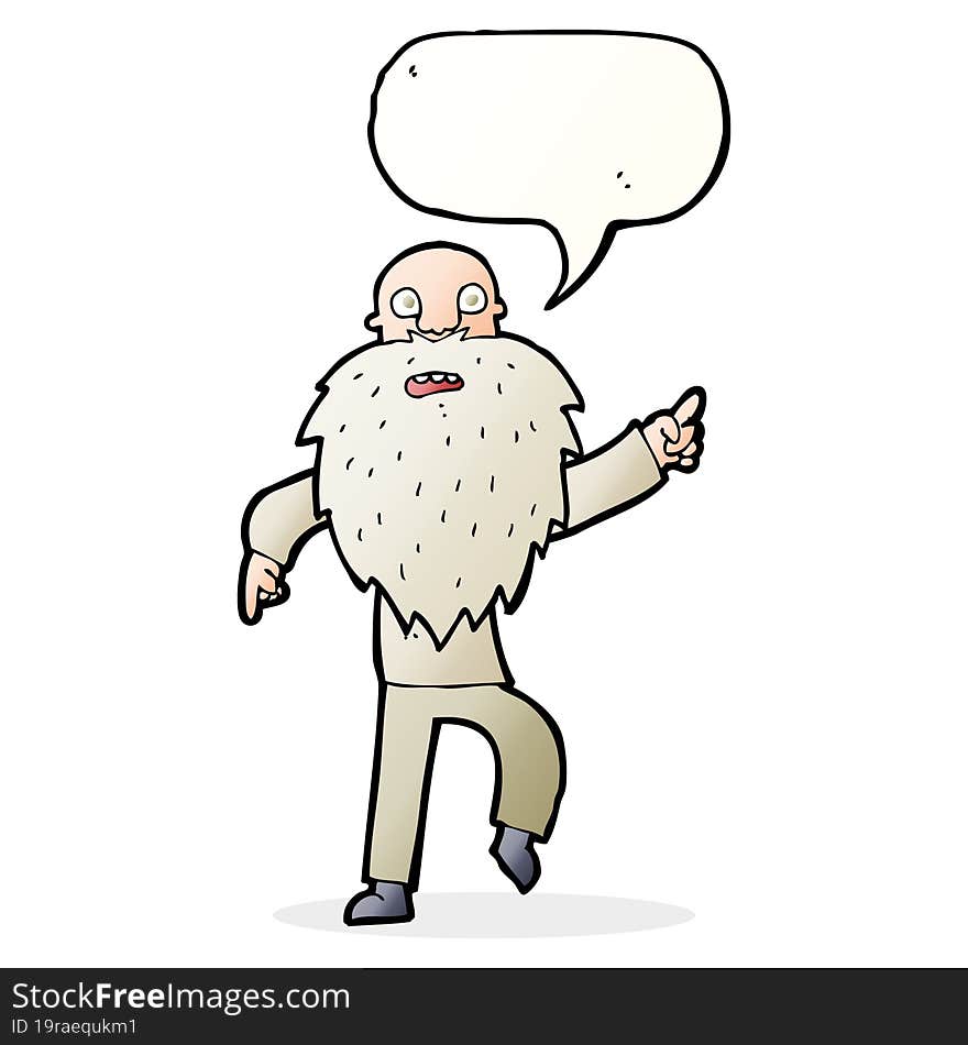 cartoon stressed old man with speech bubble