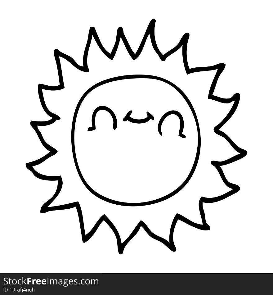 Line Drawing Cartoon Happy Sunshine