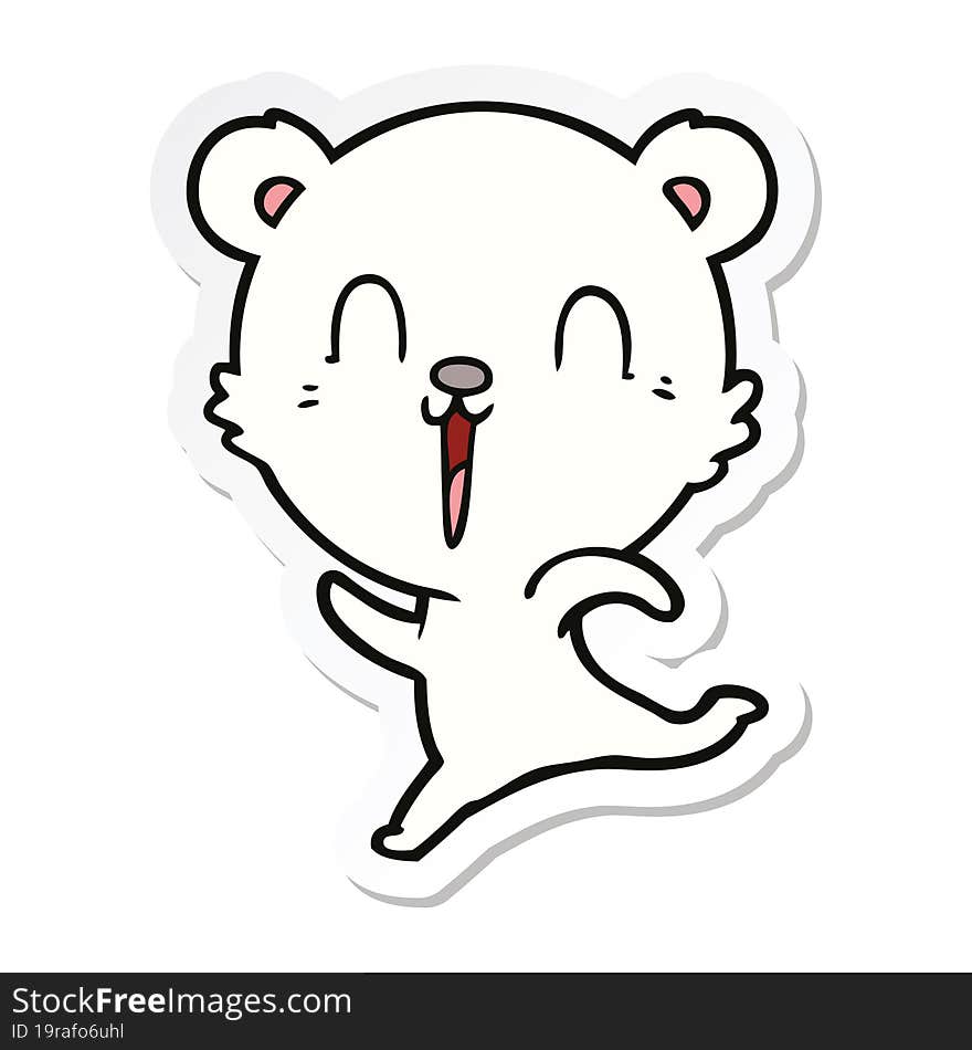 sticker of a happy cartoon polar bear