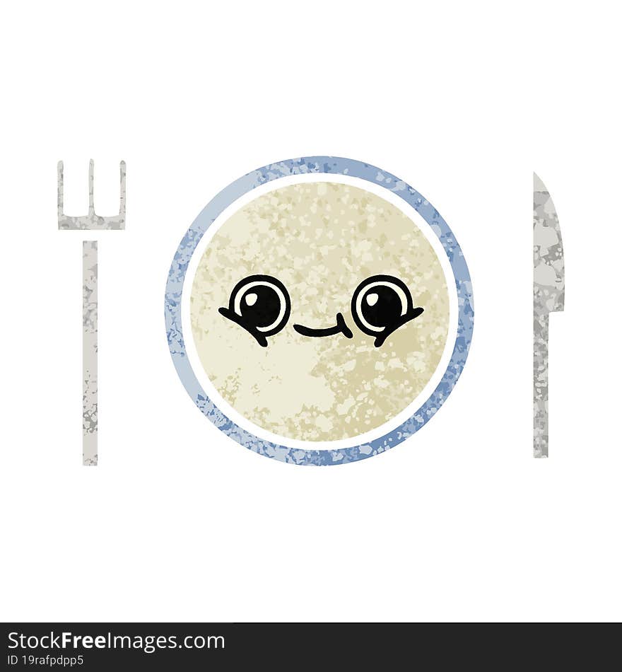 retro illustration style cartoon dinner plate