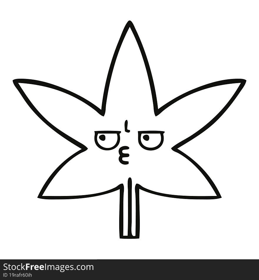 line drawing cartoon marijuana leaf