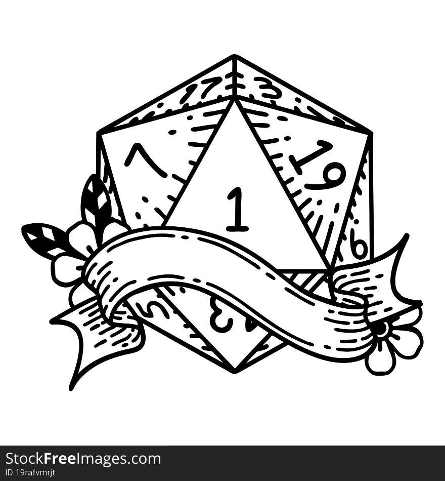 natural one d20 dice roll illustration