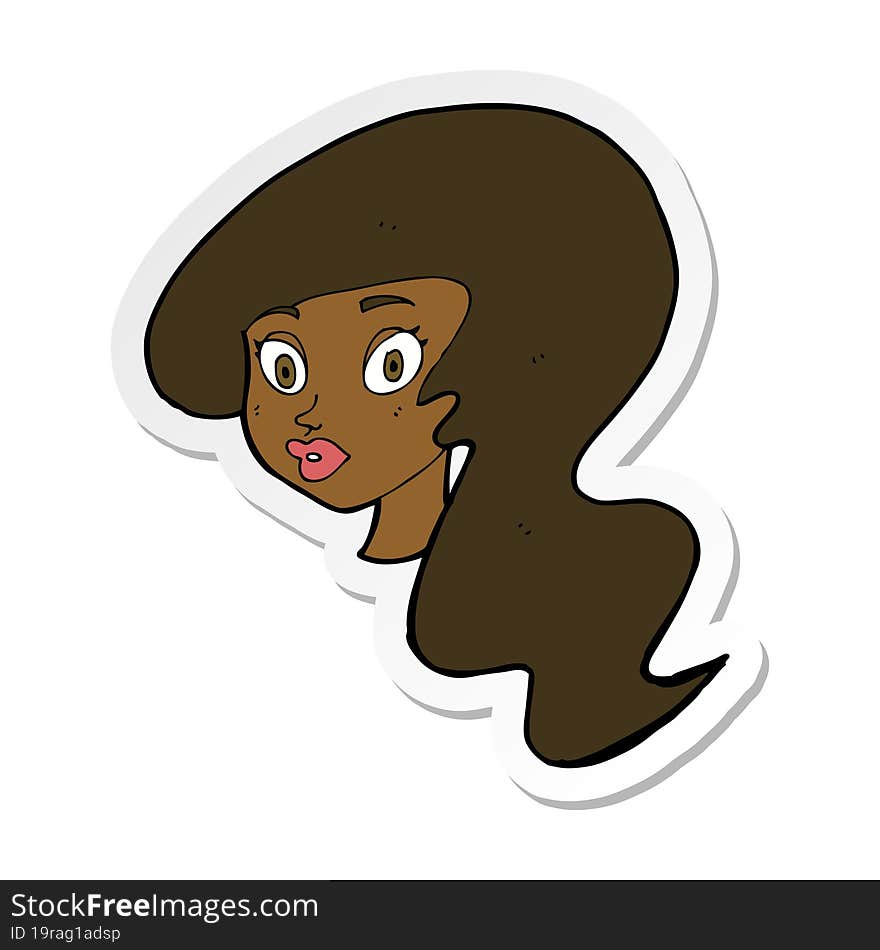 sticker of a cartoon pretty female face