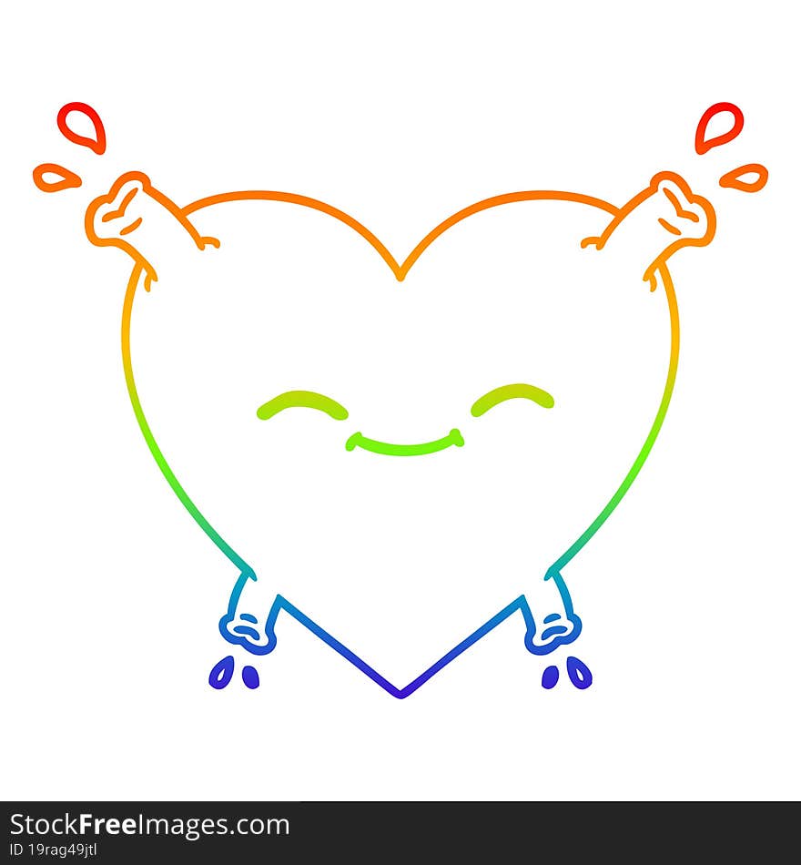 rainbow gradient line drawing cartoon happy heart