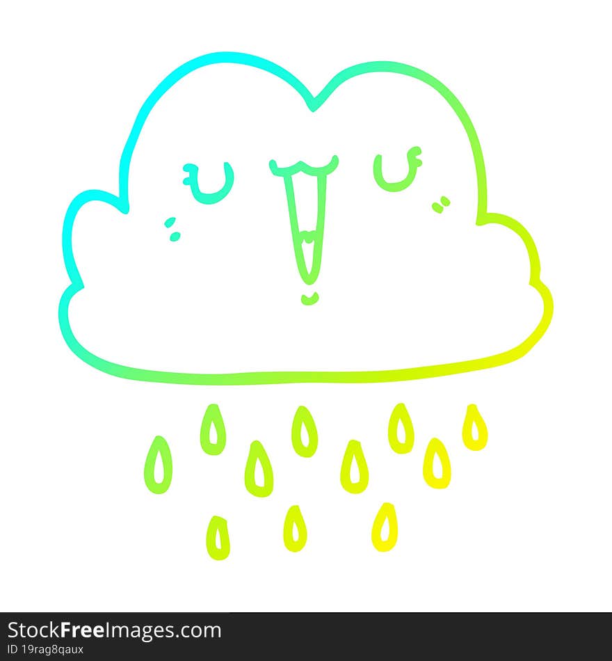 cold gradient line drawing cartoon storm cloud