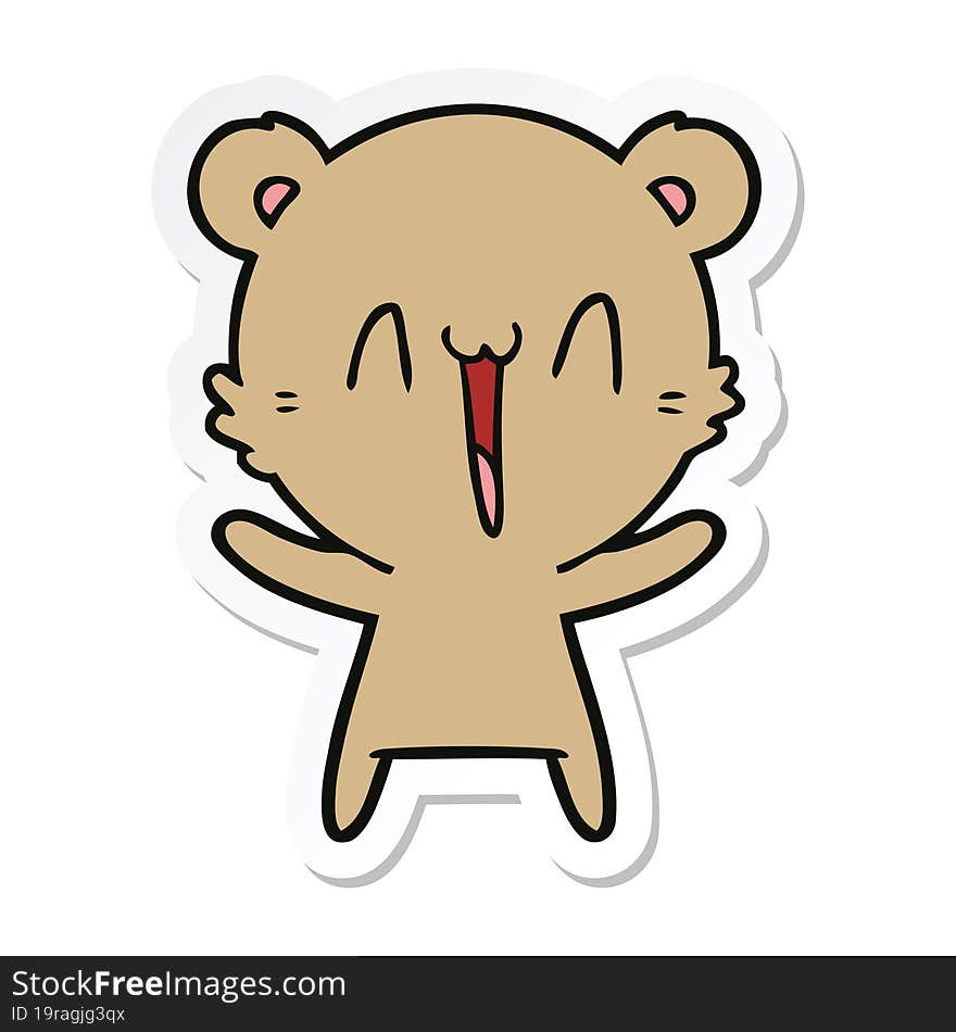 sticker of a happy bear cartoon