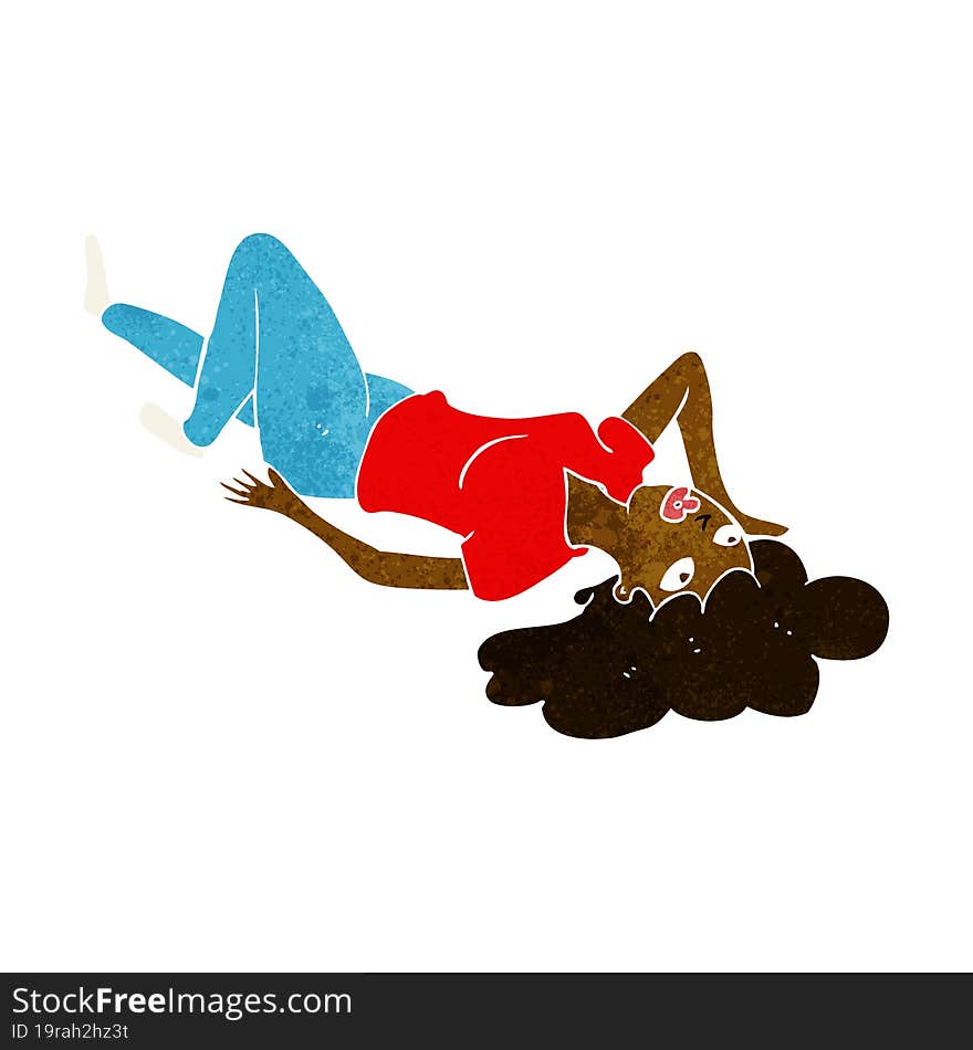 Cartoon Woman Lying On Floor