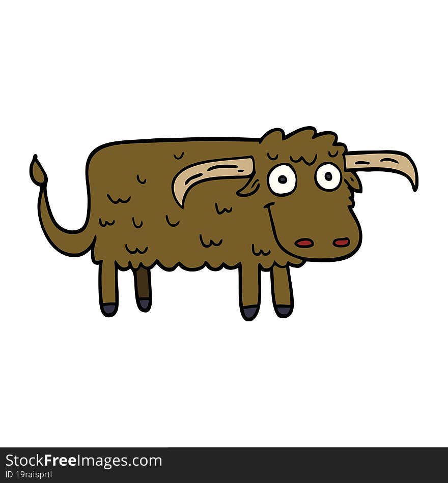 cartoon doodle hairy cow